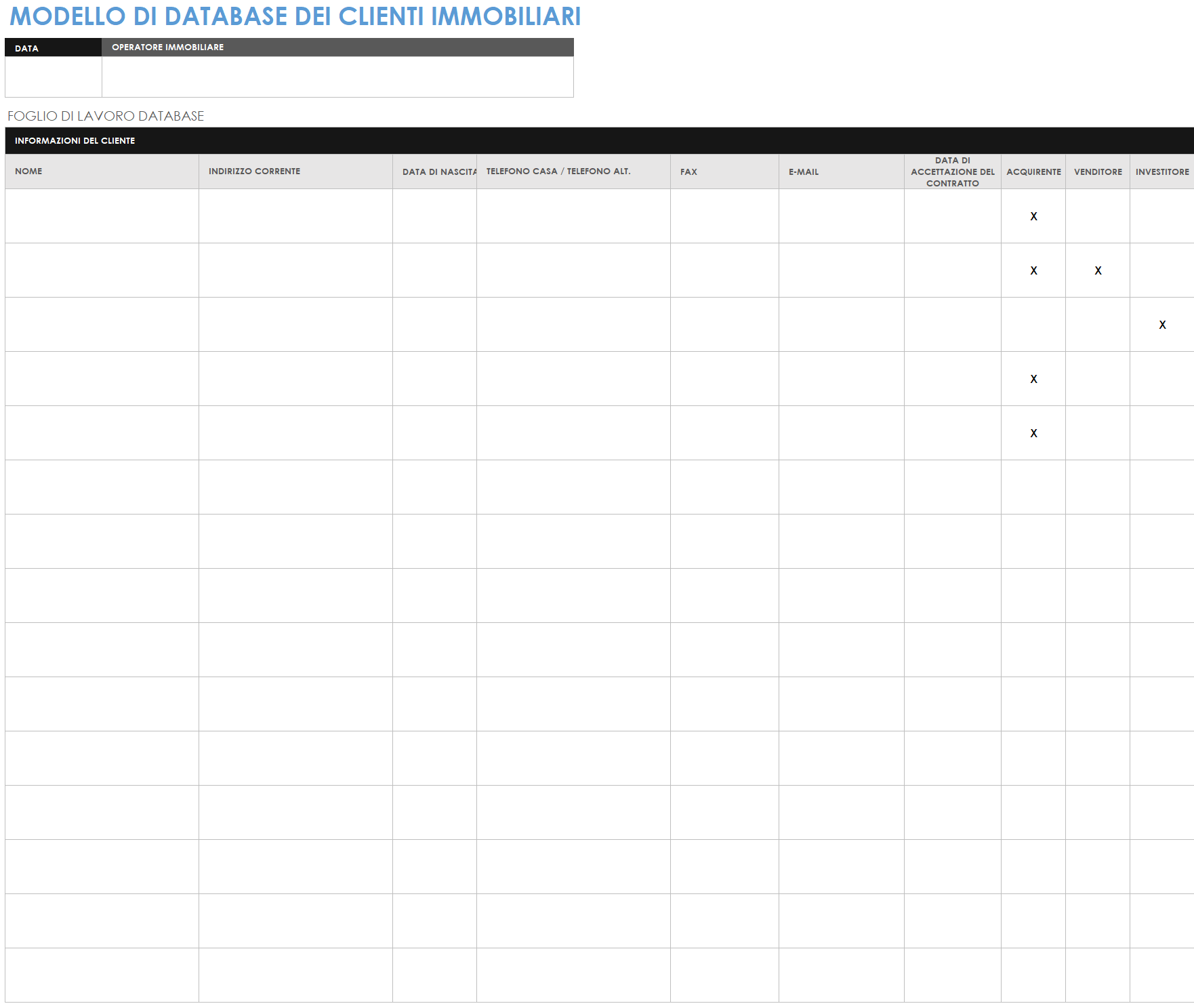 Banca dati dei clienti immobiliari