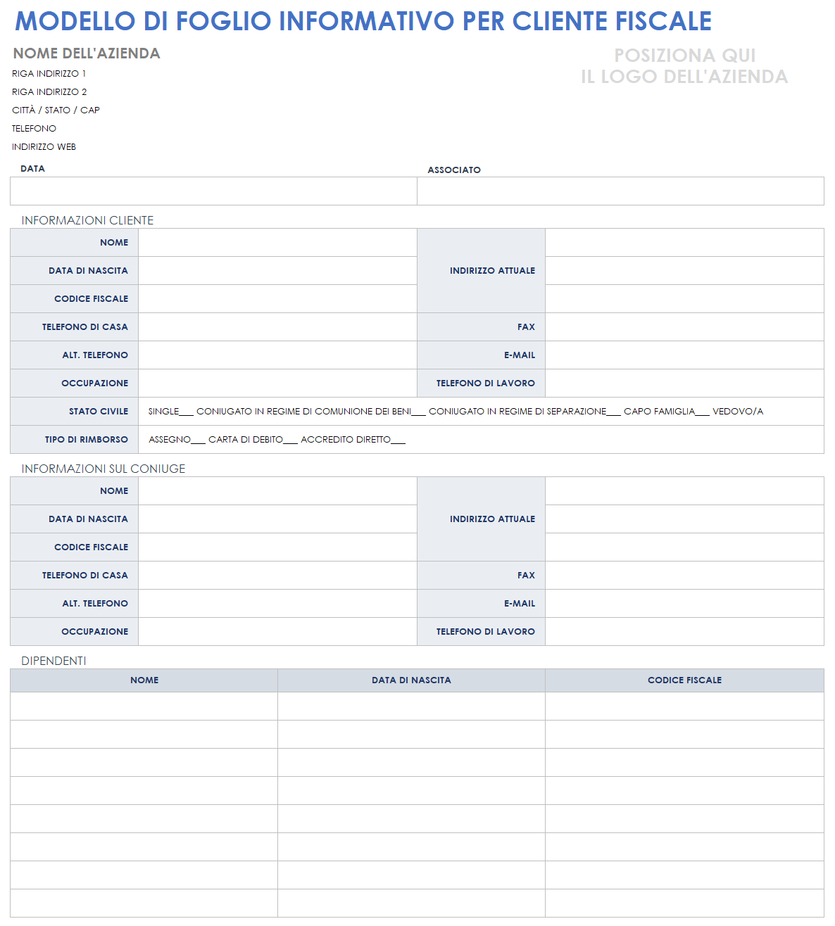 Foglio informativo per il cliente fiscale