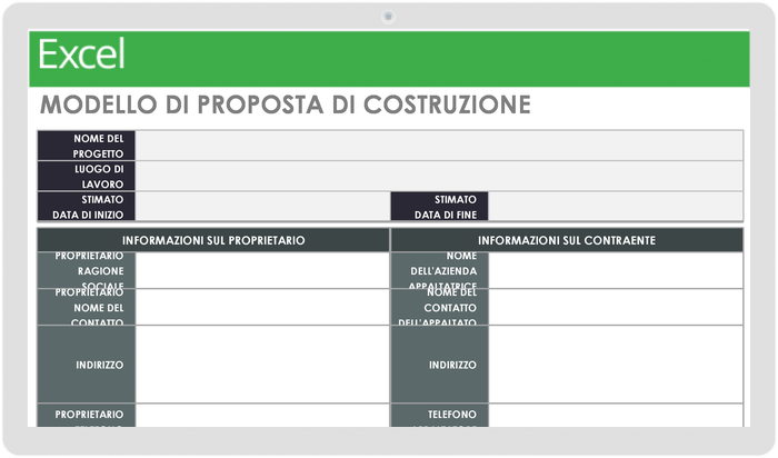 Modello di proposta di costruzione