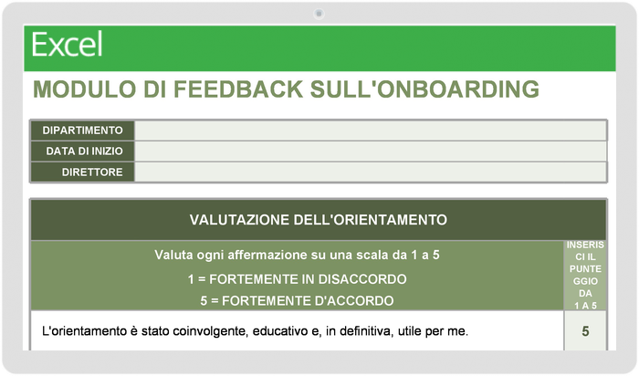  Modello di modulo di feedback onboarding