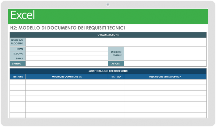 Modello di documento dei requisiti tecnici